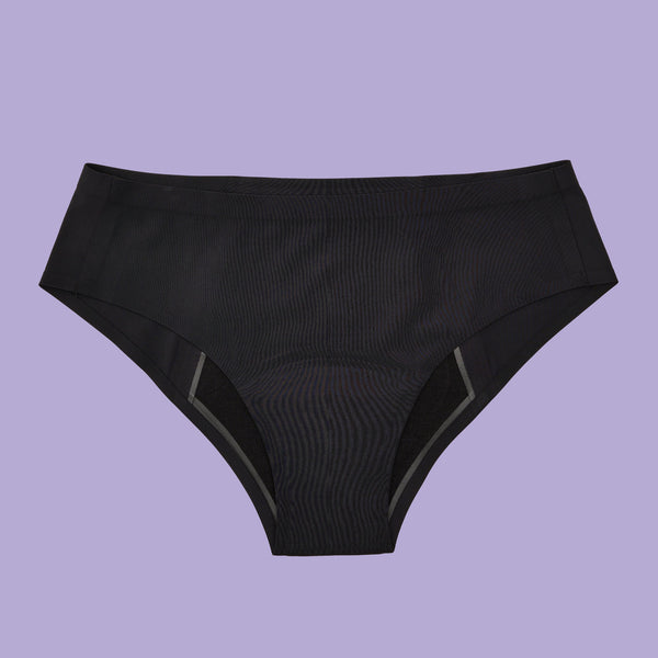 Black Classic Brief Period Panties for Medium Flow Front Side