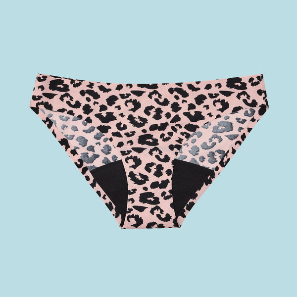 Leopard Print Bikini Period Panties for Medium Flow Front Side